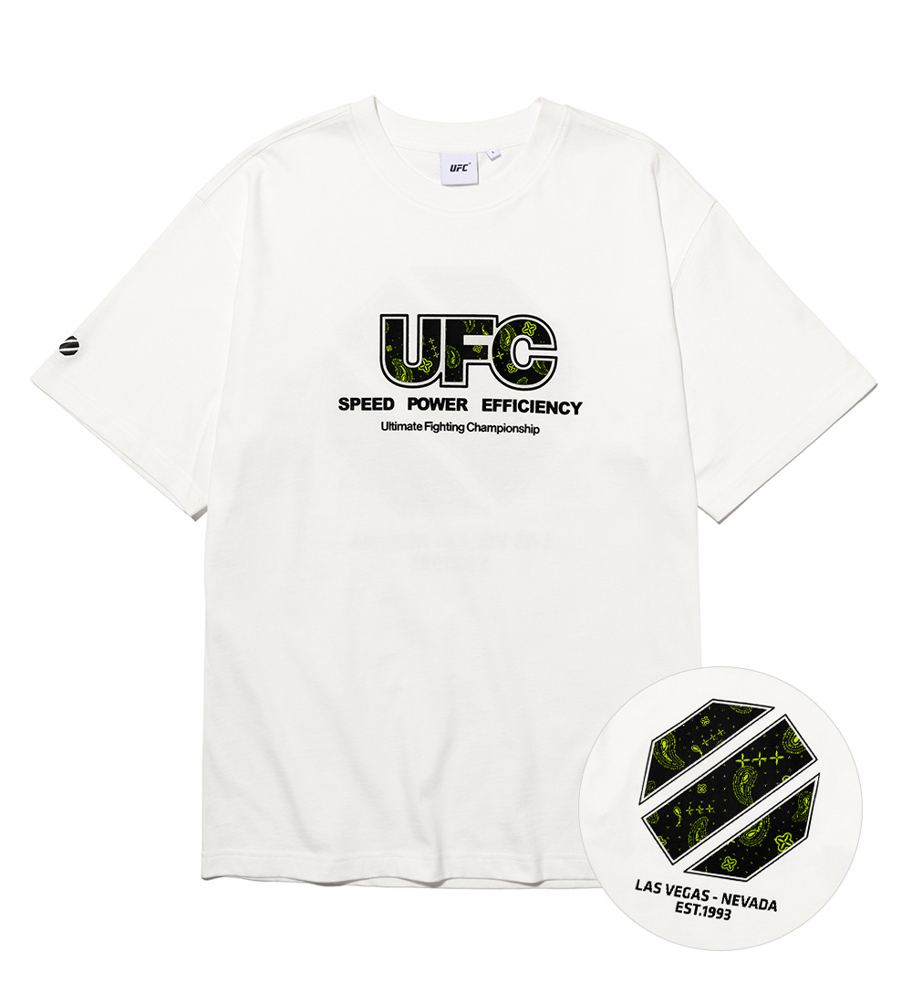 [지코 착용] UFC 페이즐리 릴렉스핏 반팔 티셔츠 오프화이트 U2SSU2329OW