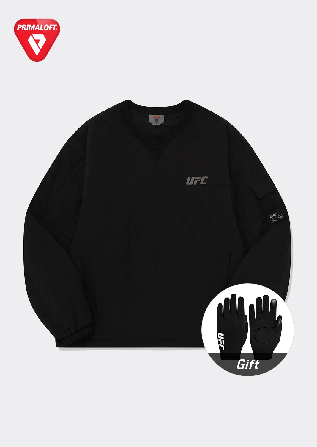 UFC 프리마로프트 릴렉스핏 패딩 맨투맨 블랙 U2SWU3108BK